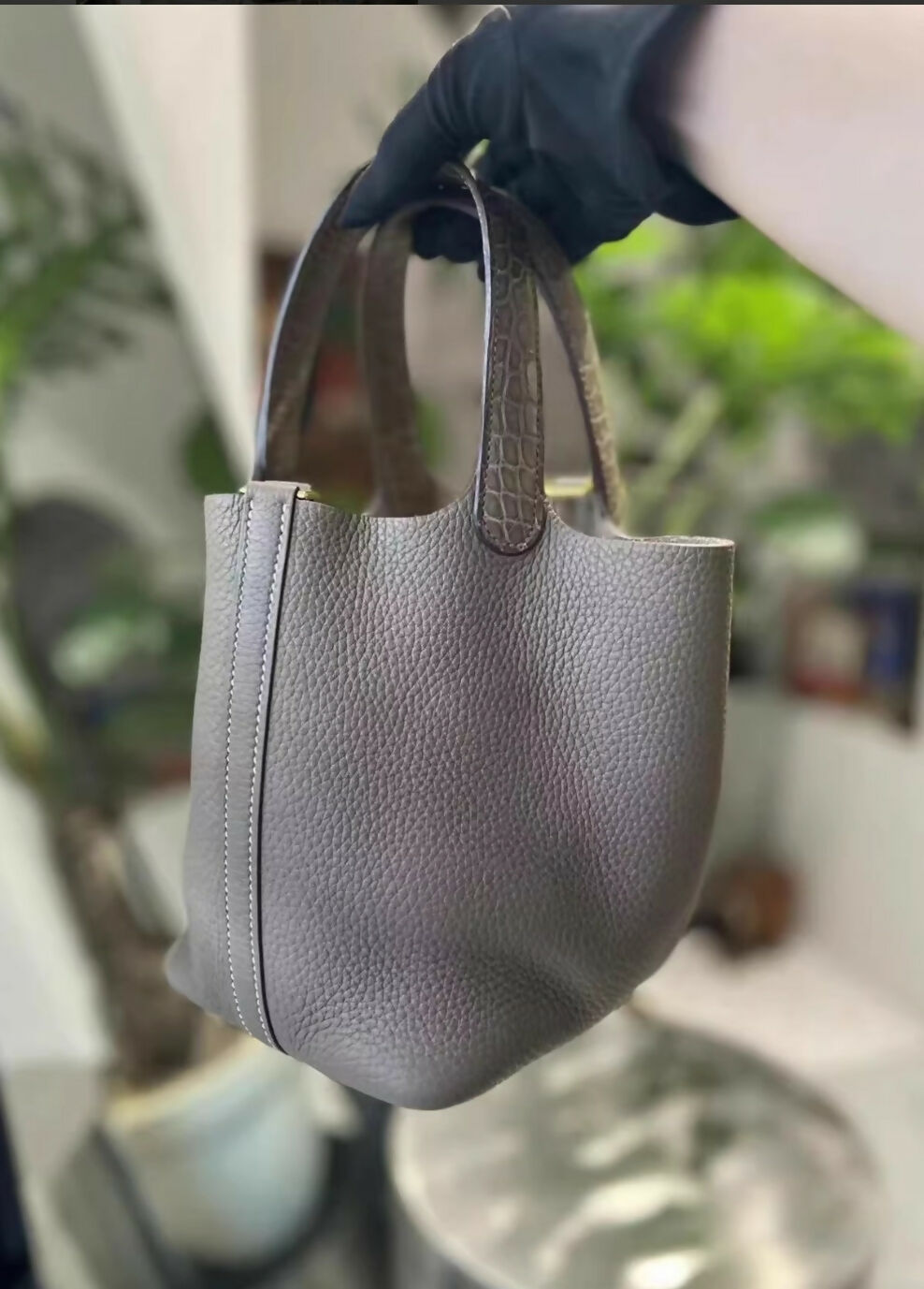 HERMES　エルメス　カロPM　ポーチ　グレー　レザー　小物入れ　□J 32000554.jpg