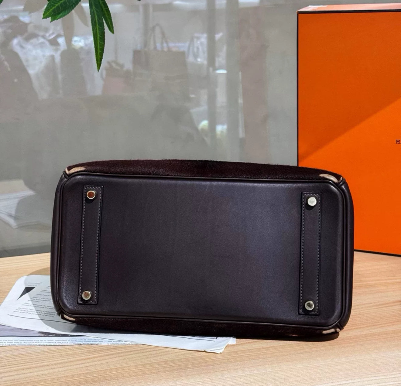 Super Rare Limited edition Hermes Birkin 32 Brown cowhide leather and horsehair leather gold hardware