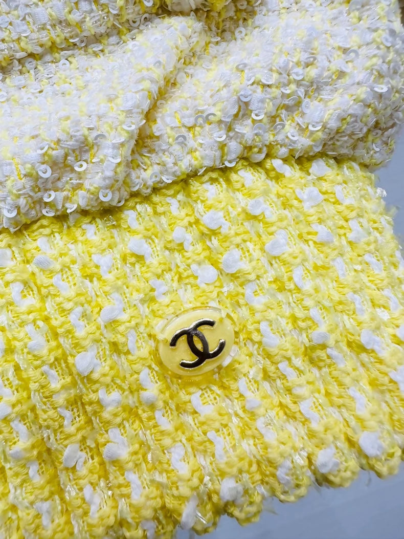 Chanel 19S Beach Collection yellow tweed jacket