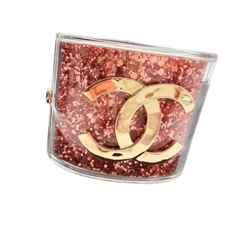 CHANEL acrylic sequined logo bracelet