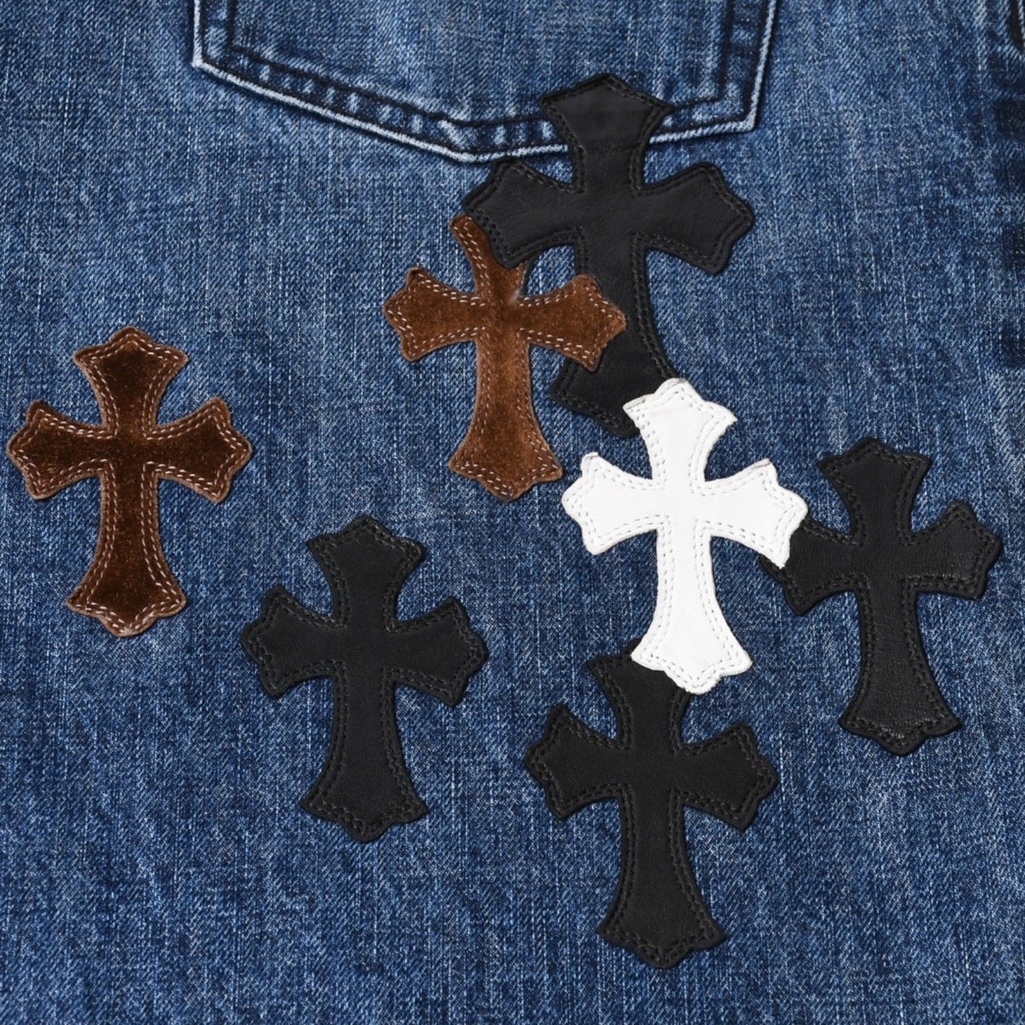 CHROME HEARTS Chrome Hearts Cross Patch Jeans Denim Pants