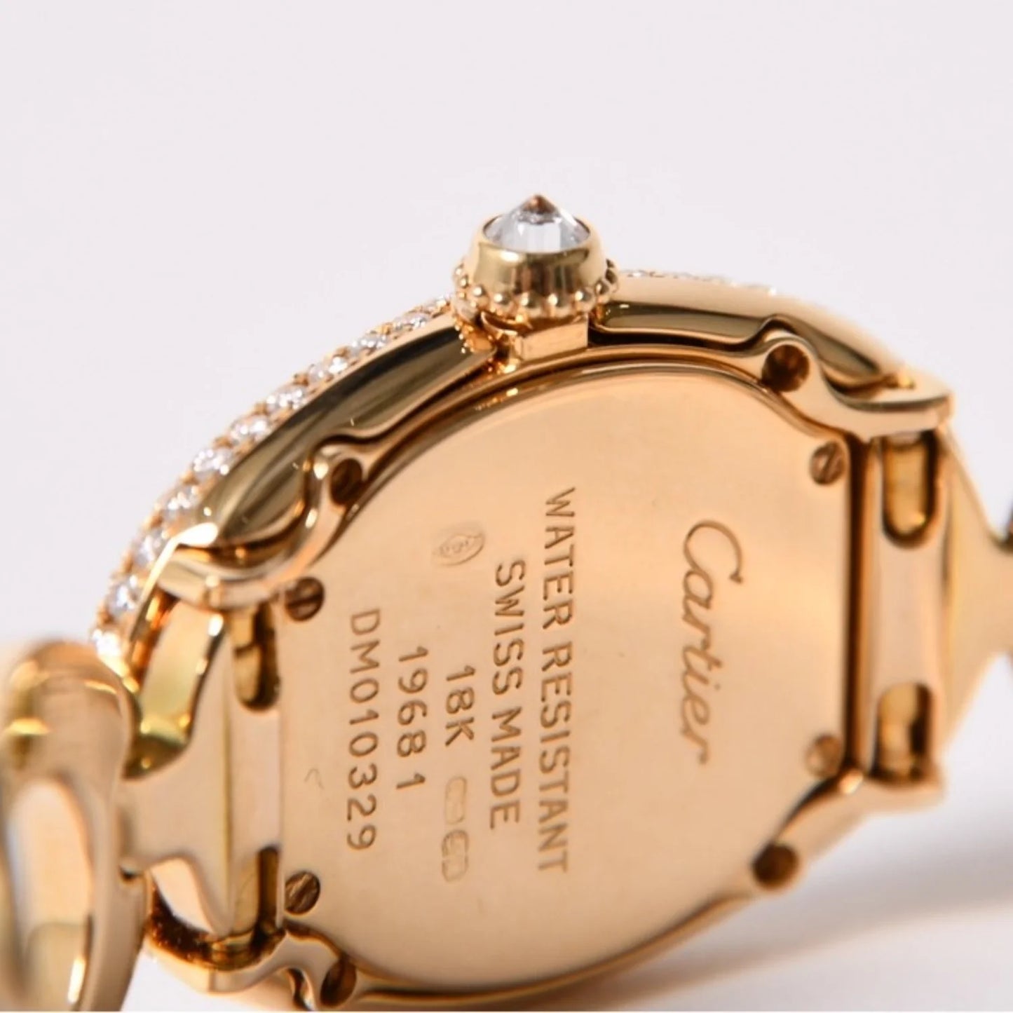 CARTIER Baignorire wristwatch 1968 Pavé diamond 18KYG Quartz
