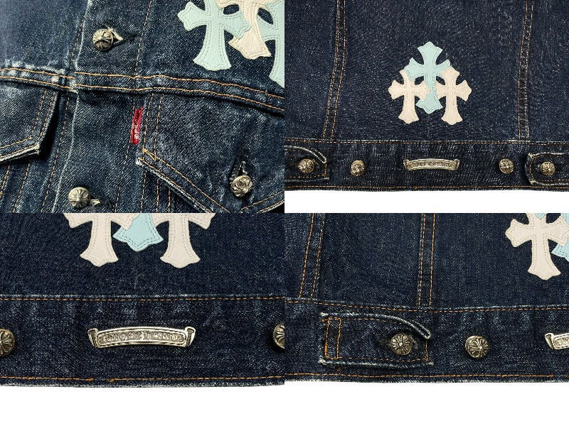 CHROME HEARTS × LEVI'S denim jacket blue white cross patch denim jacket