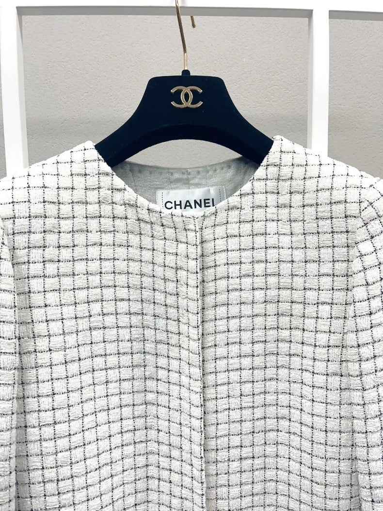 Chanel 16S White Plaid Coat