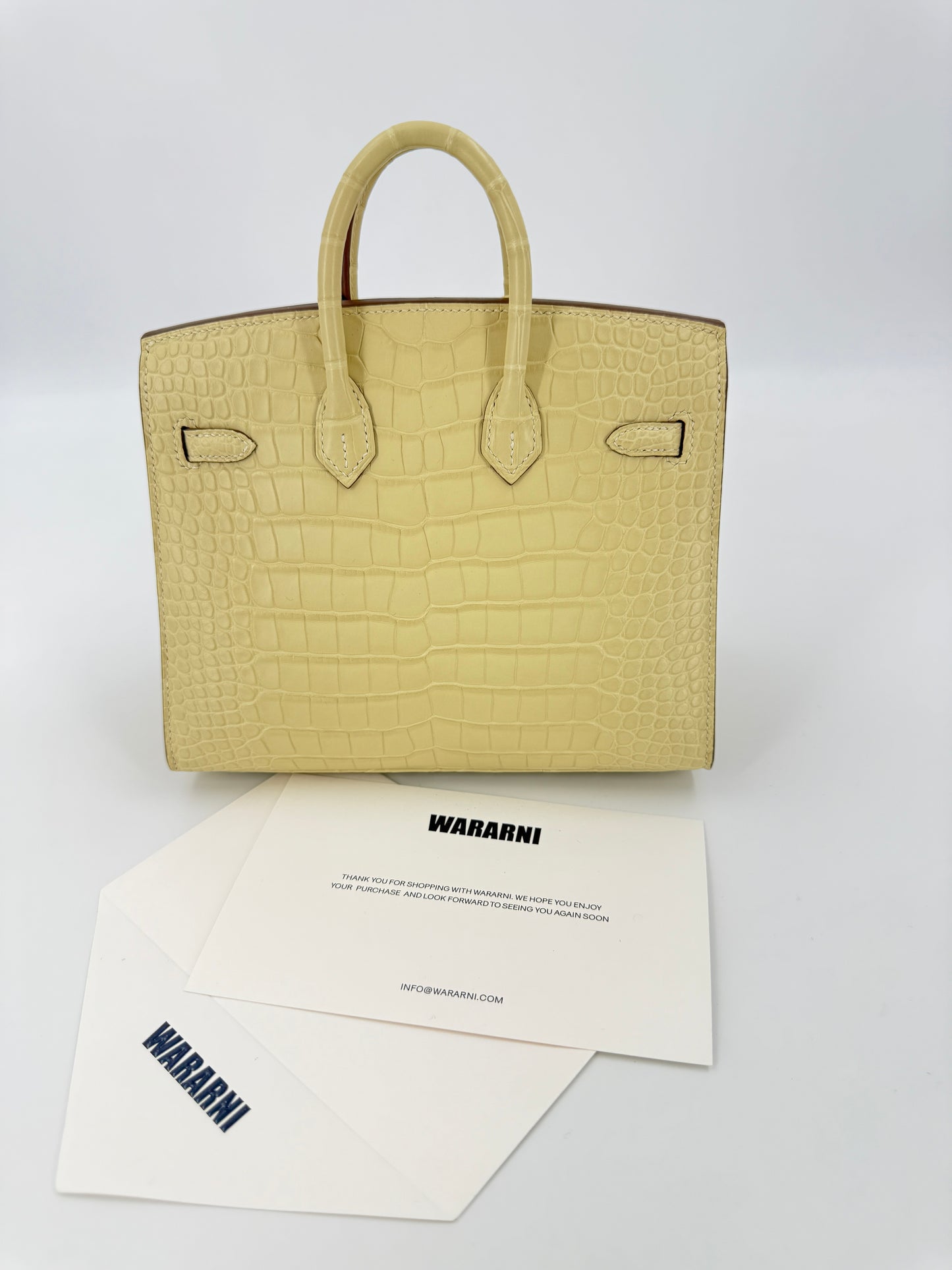 Hermes Birkin 20 Y1 Vanille Matte Crocodile Leather Palladium Hardware