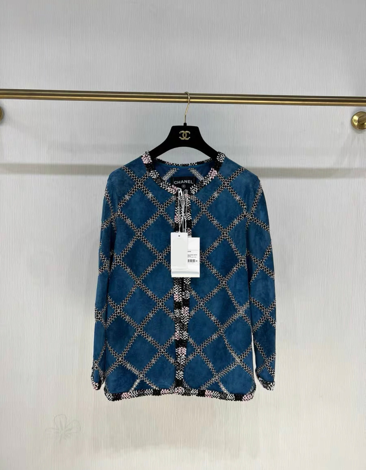 Chanel 23A Jacket in Calfskin Embroidered with imitation Pearls