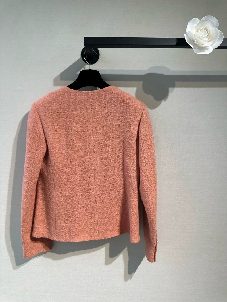 Chanel 21B salmon color classic tweed jacket