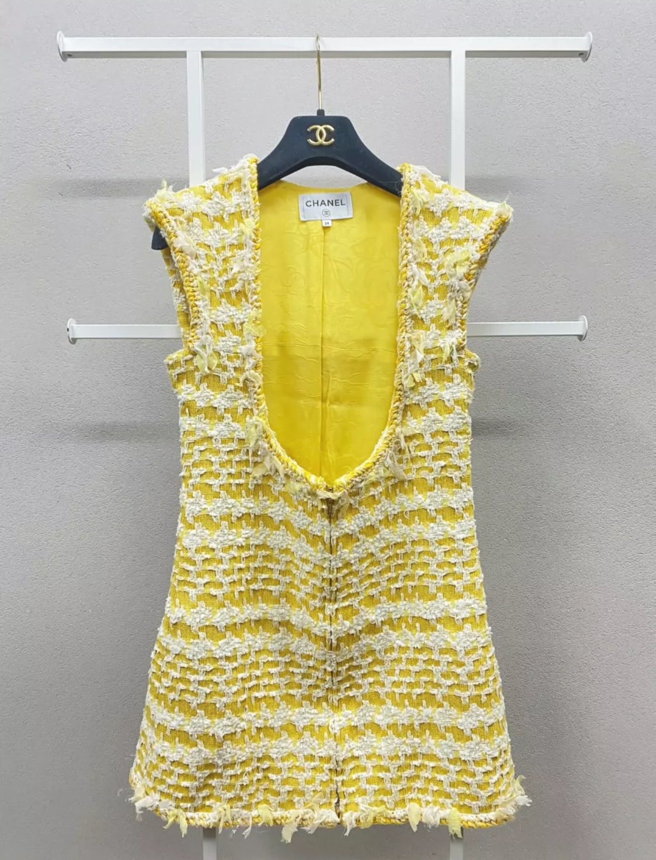 yellow tweed dress Chanel 18 Yellow Tweed Dress