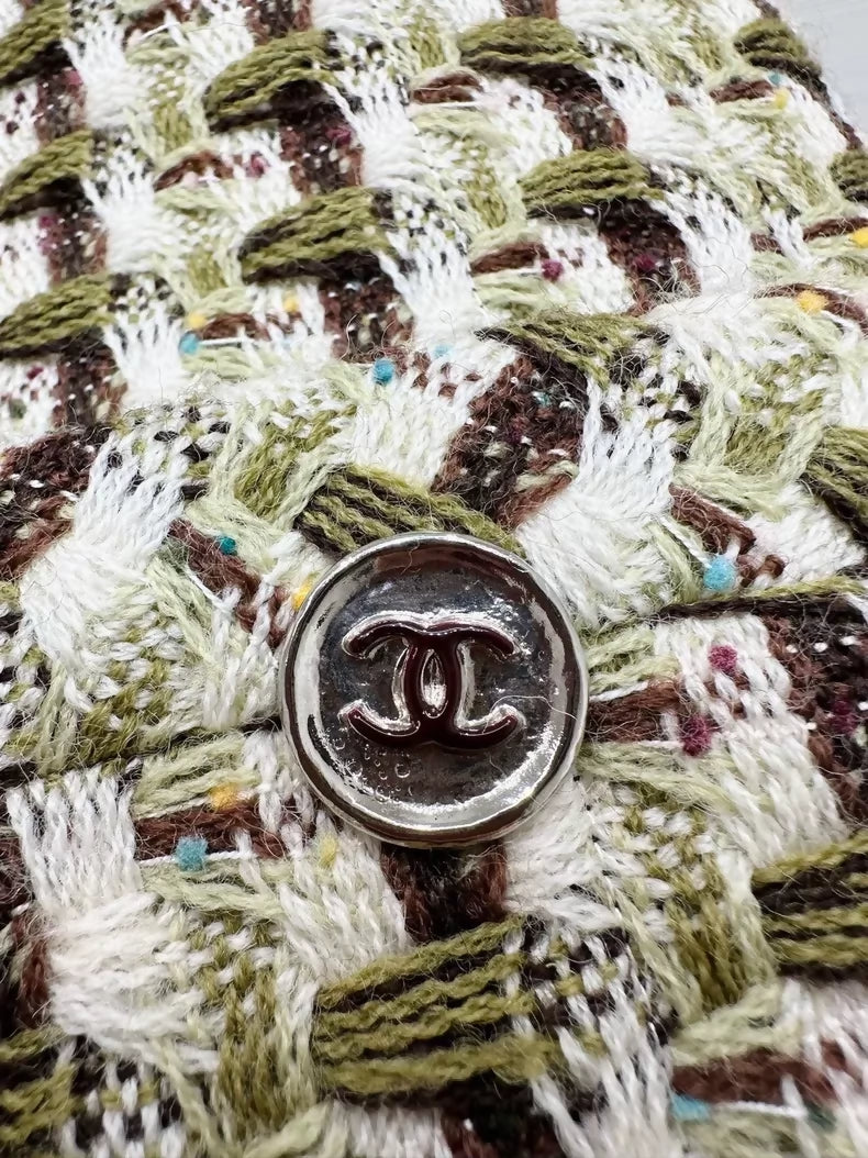 Chanel 23A Brown and green mixed-color tweed jacket