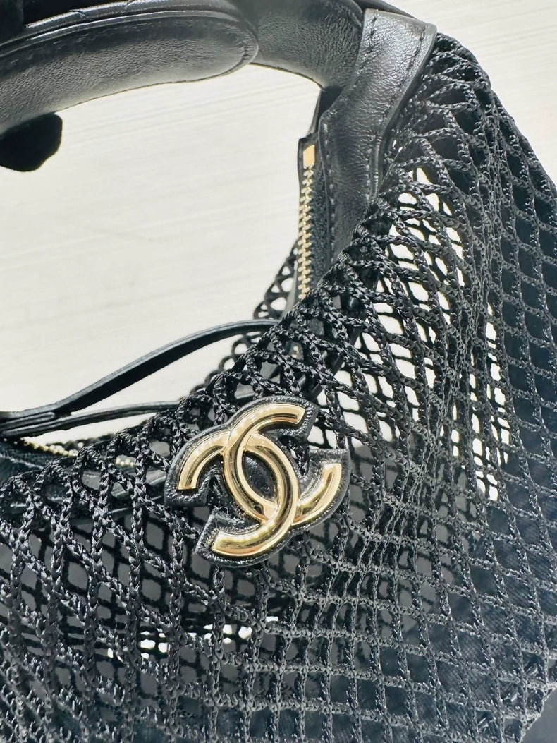 Chanel 25s black mesh mini bag