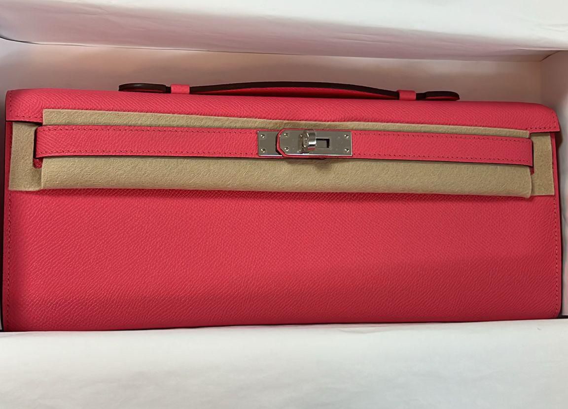 Hermès Kelly Cut Rose Azalee Epsom Palladium hardware