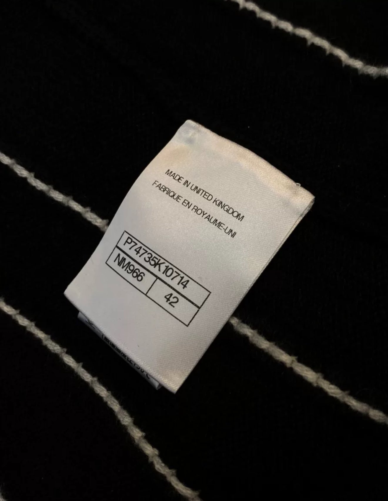 Chanel 23P black and white striped cashmere cardigan