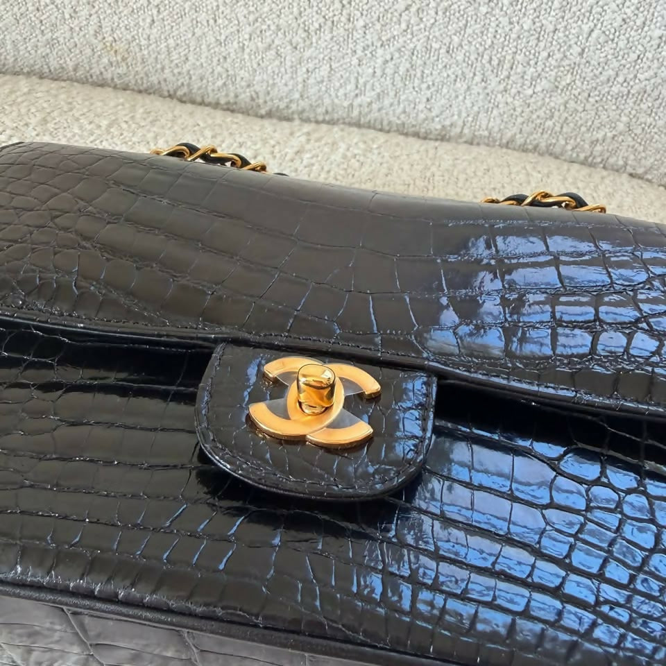 Chanel Vintage Medium Flap Bag – Black Crocodile | 1997 | 24K Gold Hardware