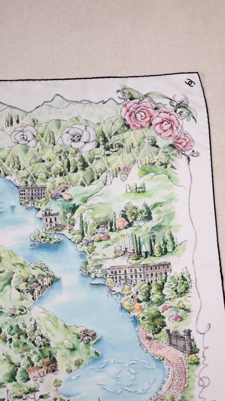 Chanel 26C Cruise Collection, Lake Como, Italy, Estate de Estoril silk scarf