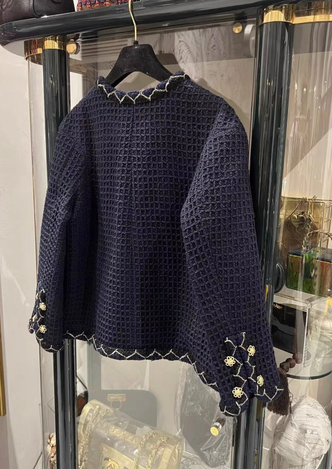 CHANEL 15A METIERS D'ART SALZBURG NAVY BLUE TWEED JACKET size 44 brand new with tags