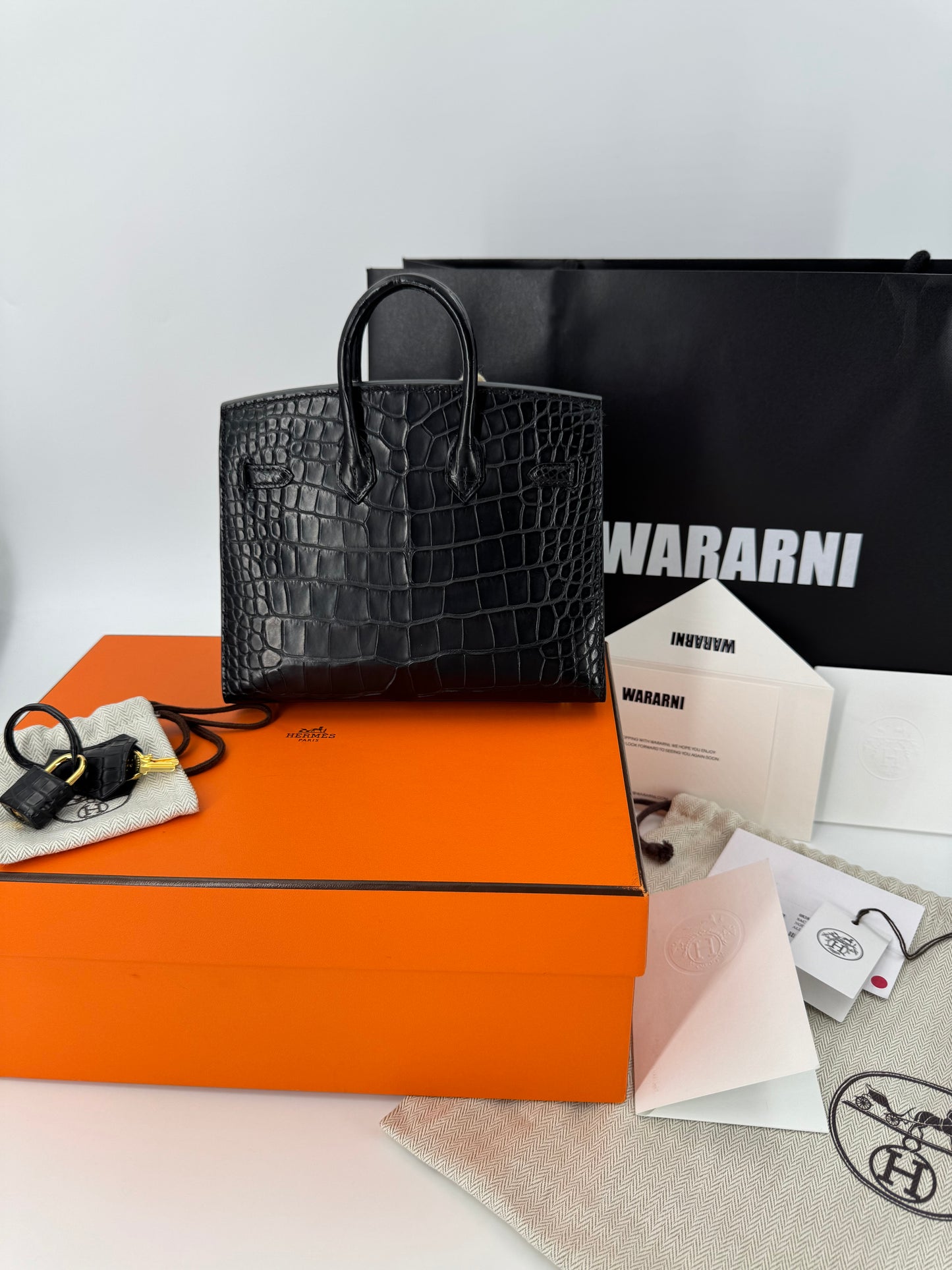Hermes Birkin 20 Black Matte Alligator leather gold hardware