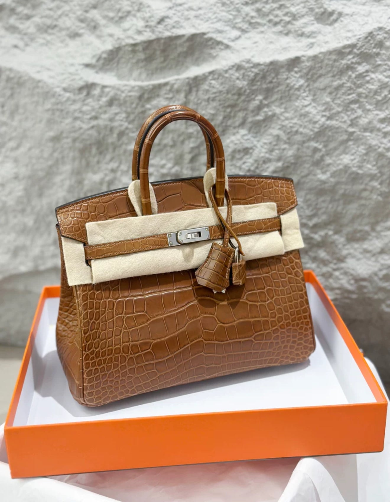 HERMÈS BIRKIN 25 GOLD MATTE ALLIGATOR PALLADIUM HARDWARE – Wararni.com