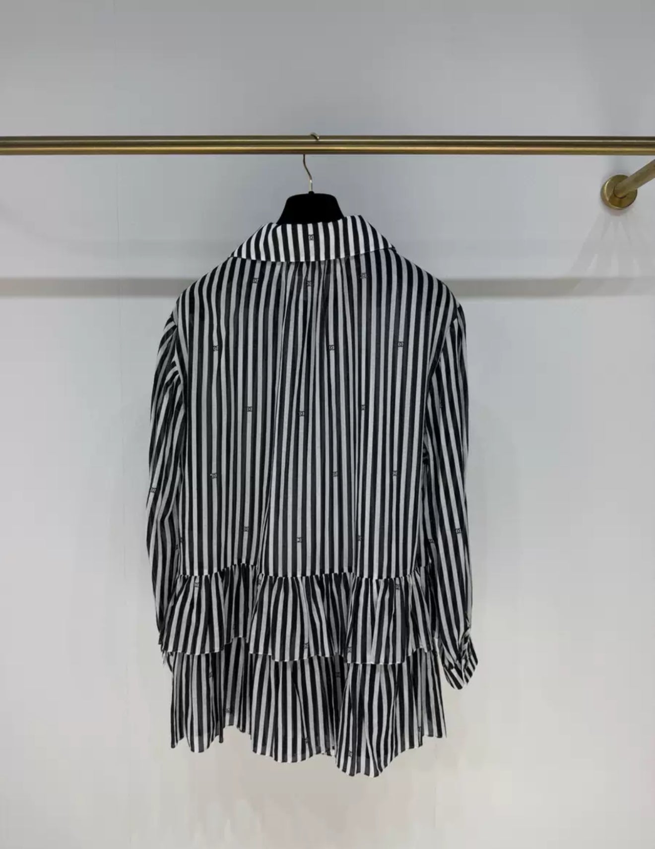 Chanel 24M rhinestone double CC striped shirt dress