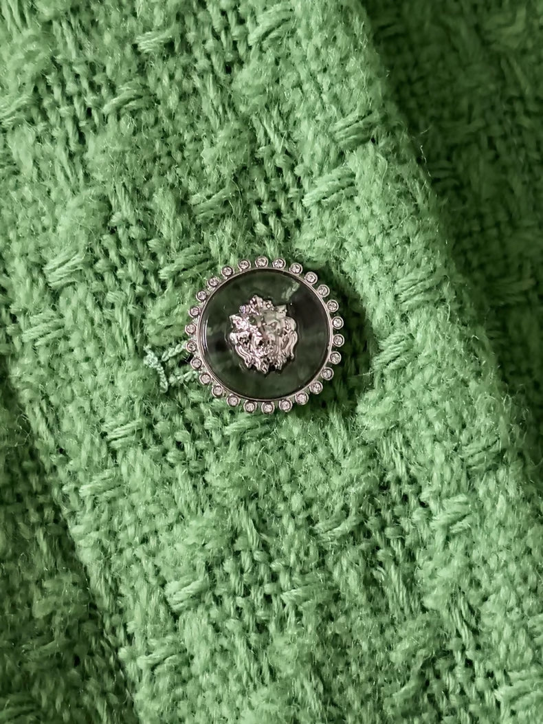 Chanel 24A Green Four-Pocket Tweed Jacket