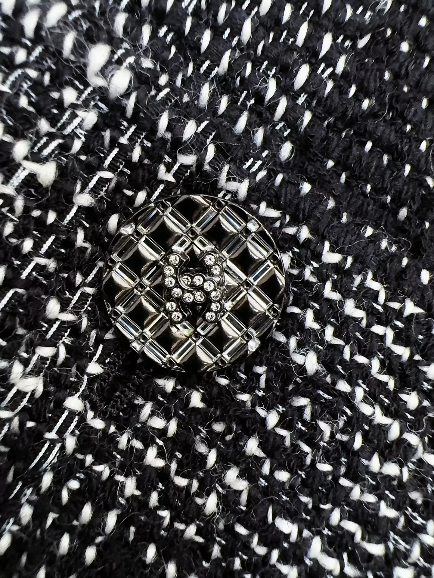 Chanel 22A Black and White Check Tweed Jacket
