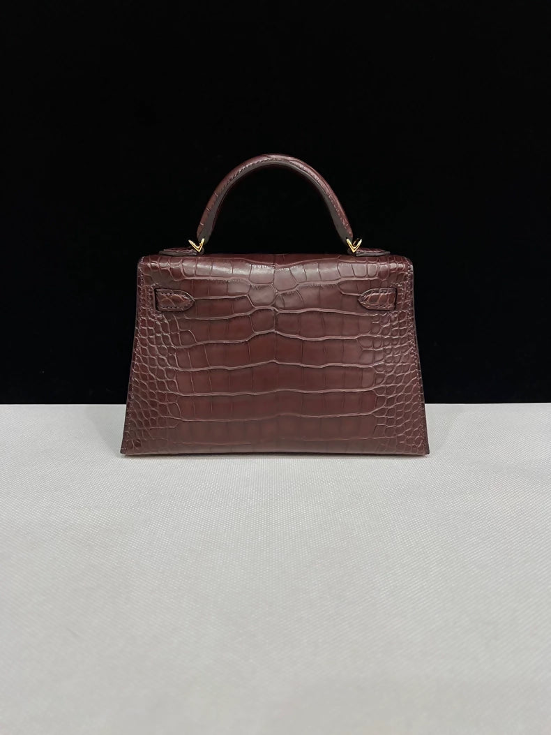Hermes Mini Kelly 20 Havana Matte Alligator Gold Hardware