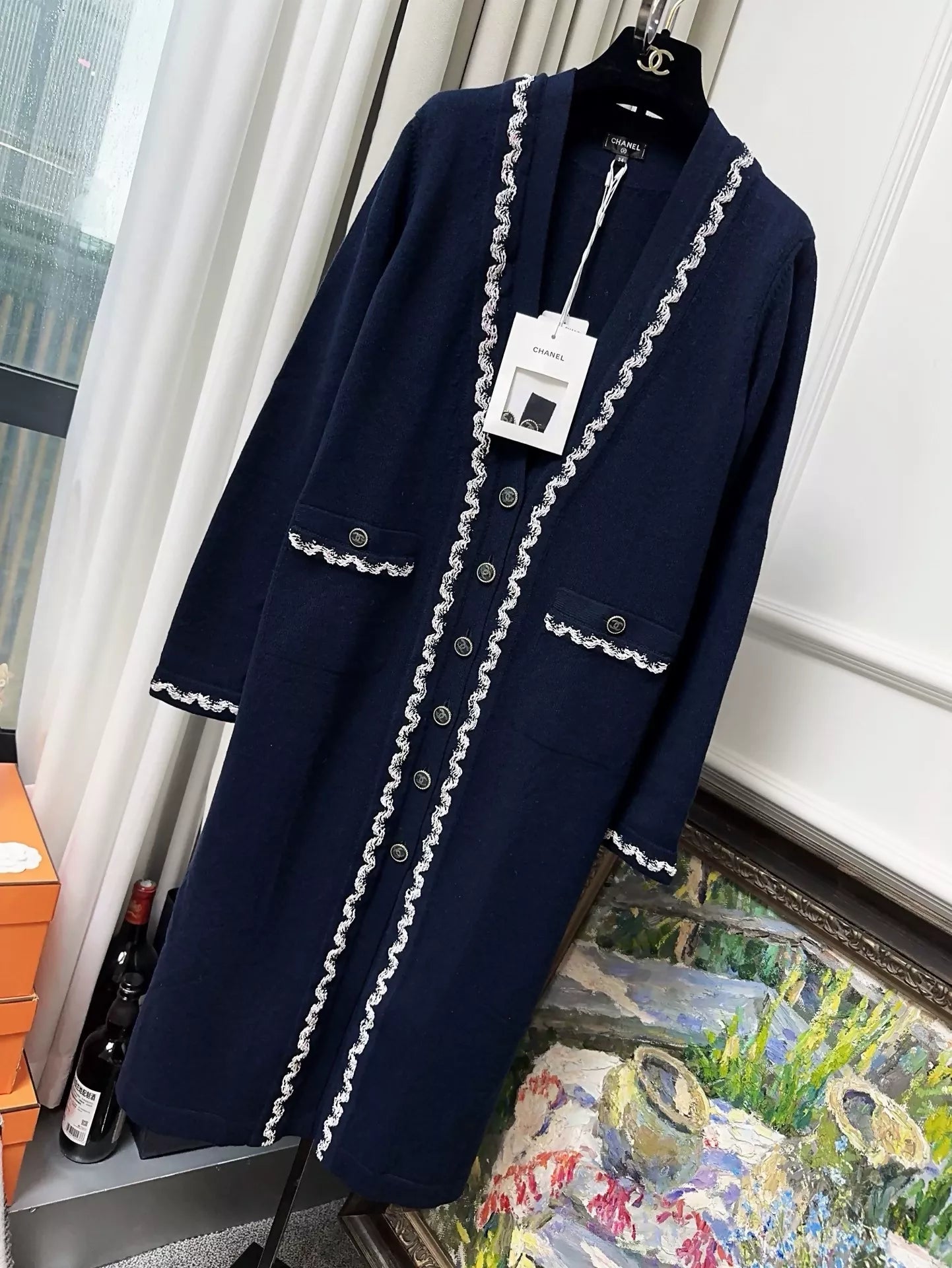 Chanel 21P Navy Blue Long Cashmere Cardigan – Wararni.com