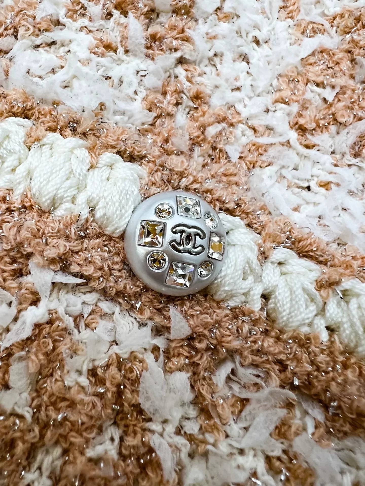 Chanel 23s orange tweed cardigan