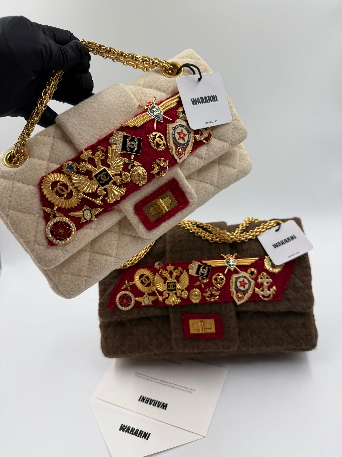 Rare Chanel 2009 Pre-fall Paris Moscow 2.55 badge bag