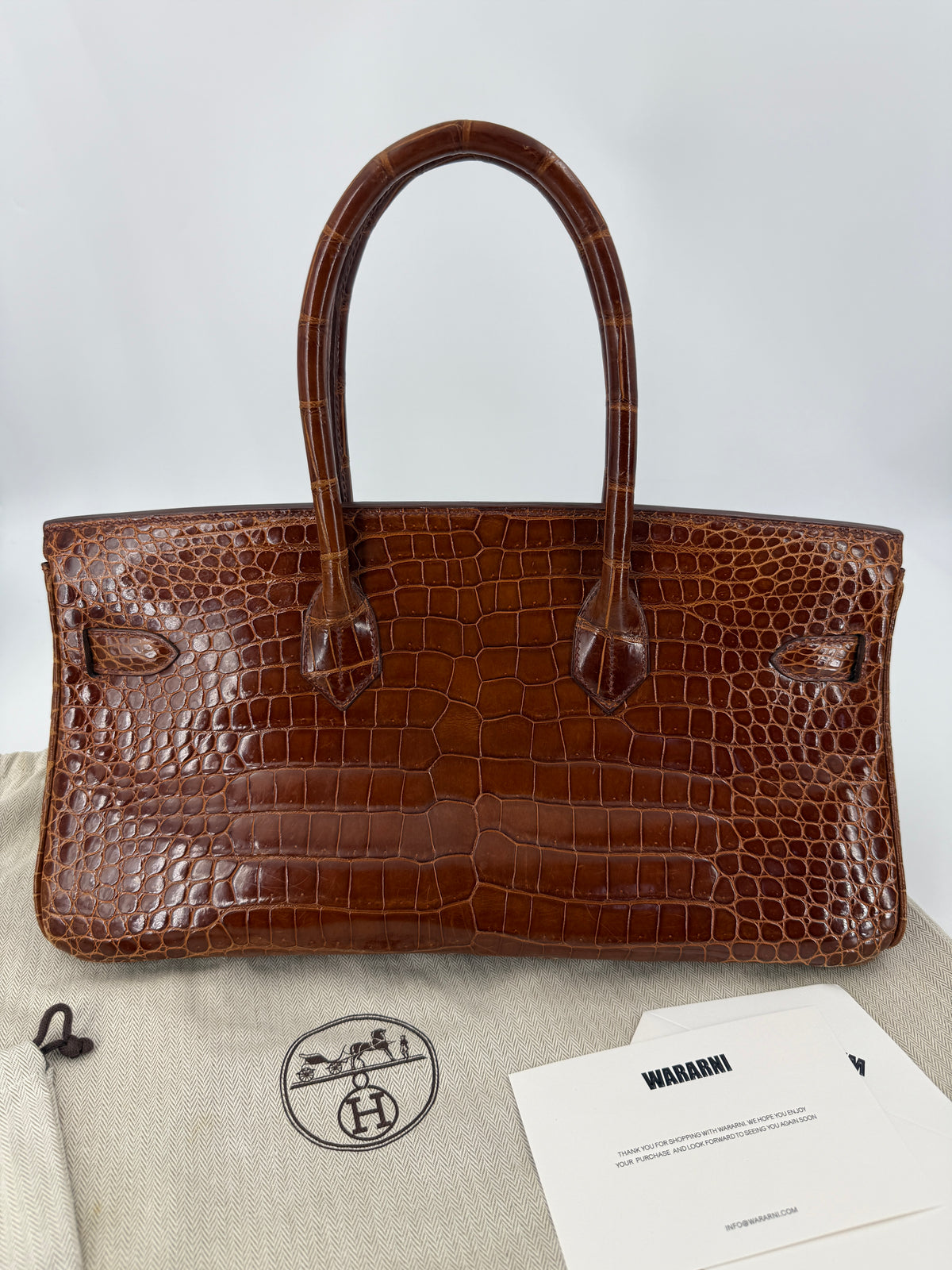 Hermès Birkin Shoulder JPG 42 Miel Shiny Porosus Crocodile Palladium Hardware – Ultra Rare Collector Piece