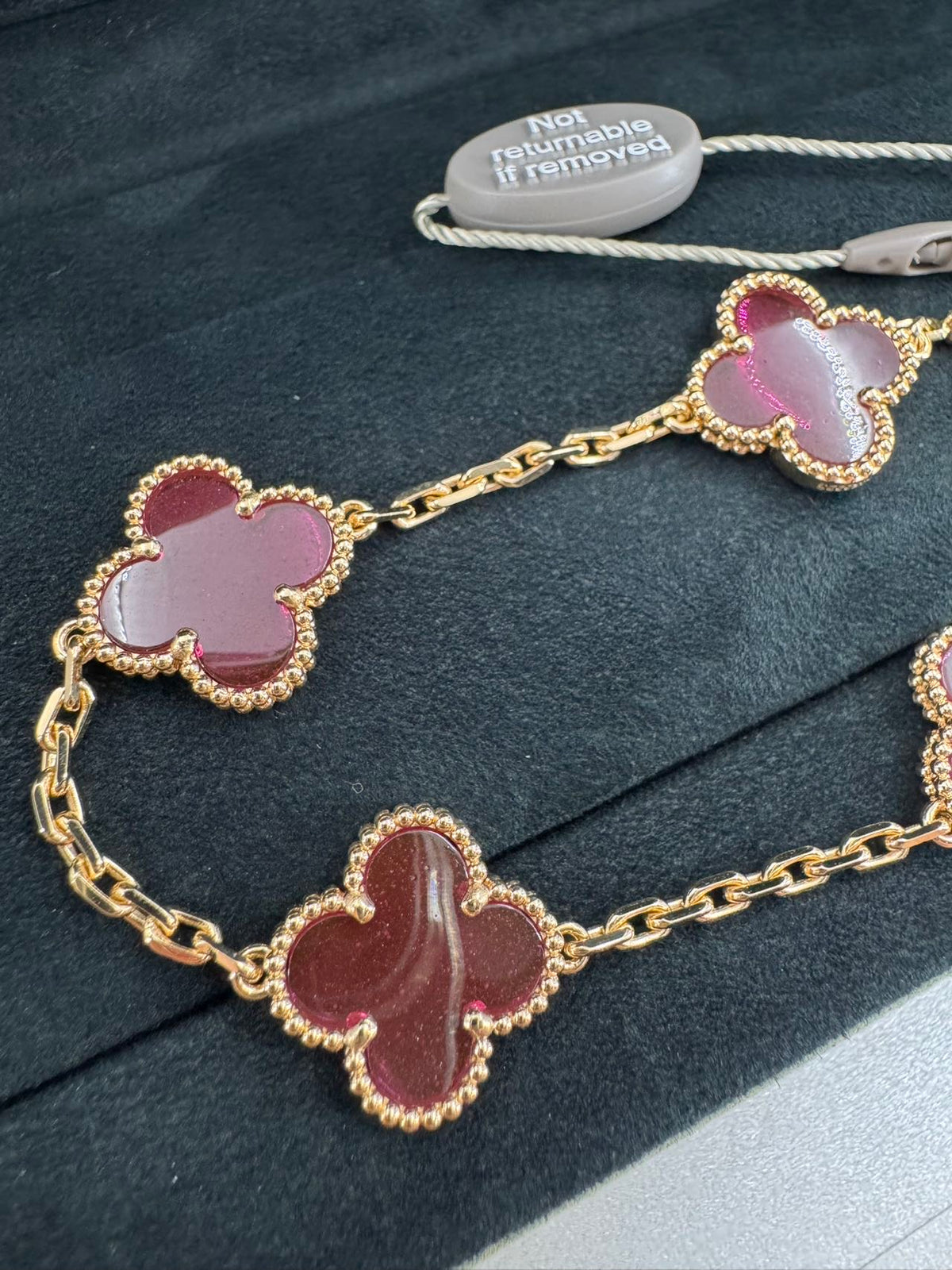 Van Cleef & Arpels Vintage Alhambra 5-Motif Bracelet Translucent Pink Enamel with Rose Gold / Yellow Gold Hardware 2026