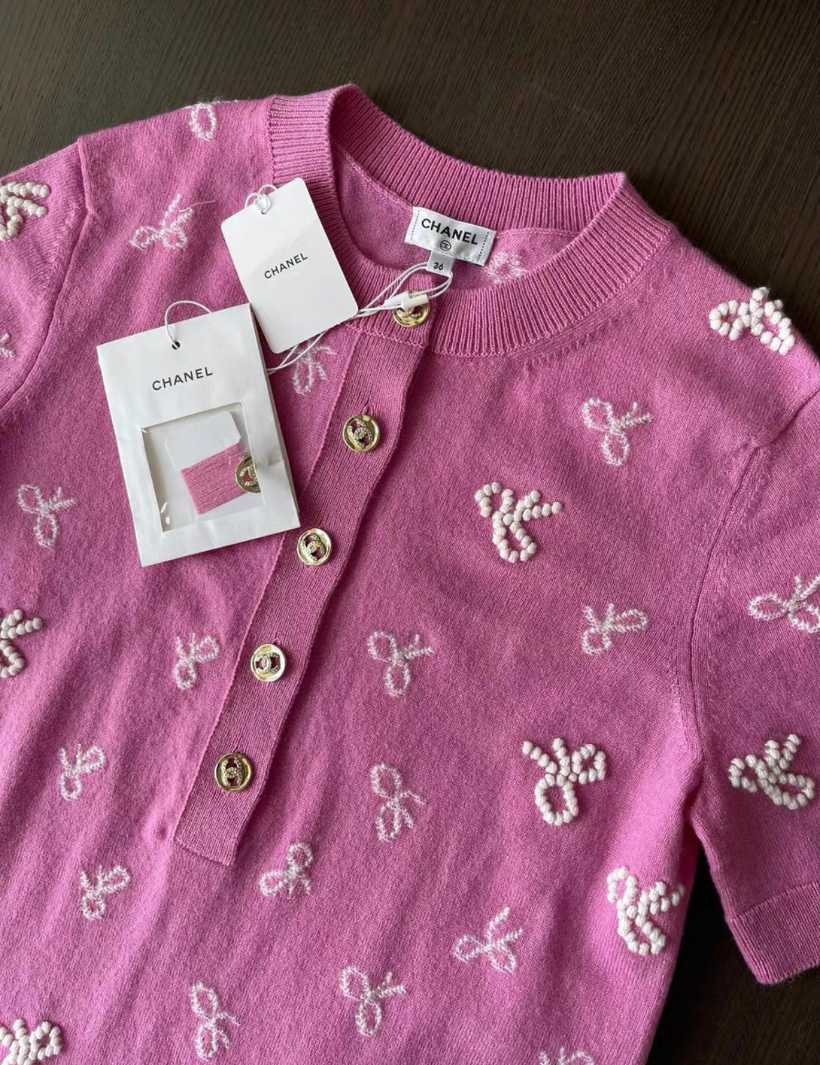 Chanel 24p pink & white cashmere dress size 36FR