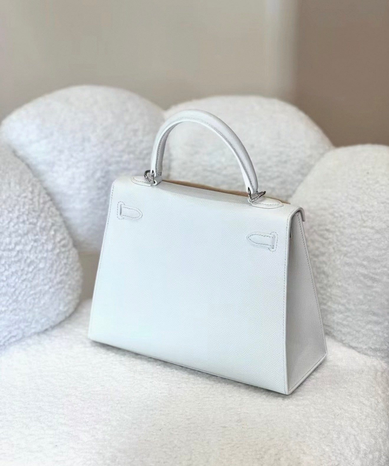 Hermès Kelly 25 01 Pure White Epsom leather palladium hardware