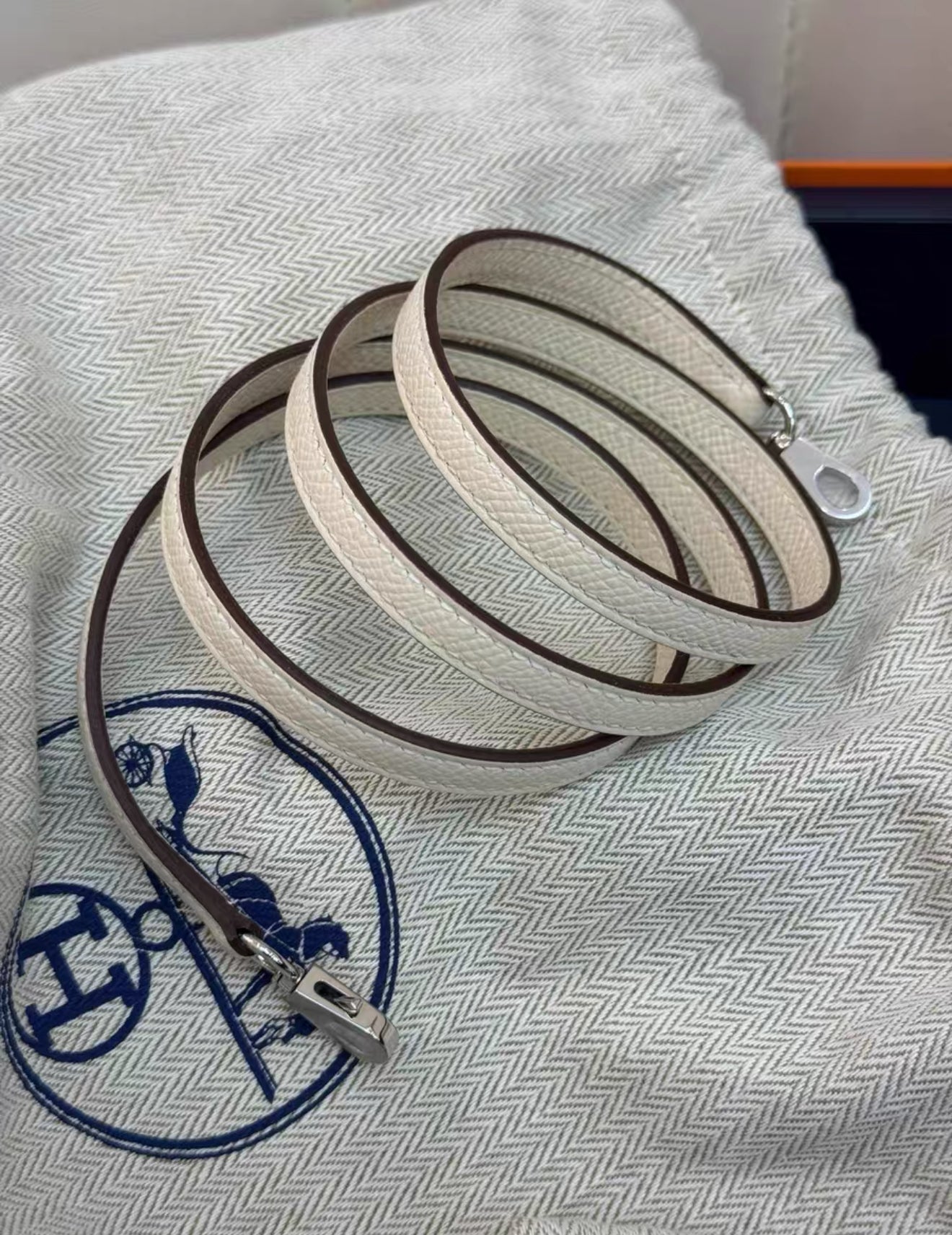Hermès "Quelle Idolle" Picto Kelly Doll Nata Epsom Palladium Hardware