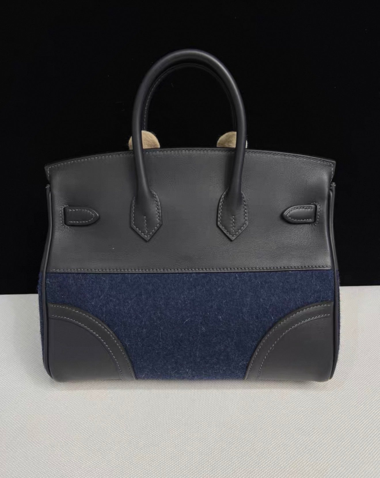Hermès limited edition Birkin 25 Go Team Bleu Nuit and Caban Swift and Feutre with Palladium Hardware