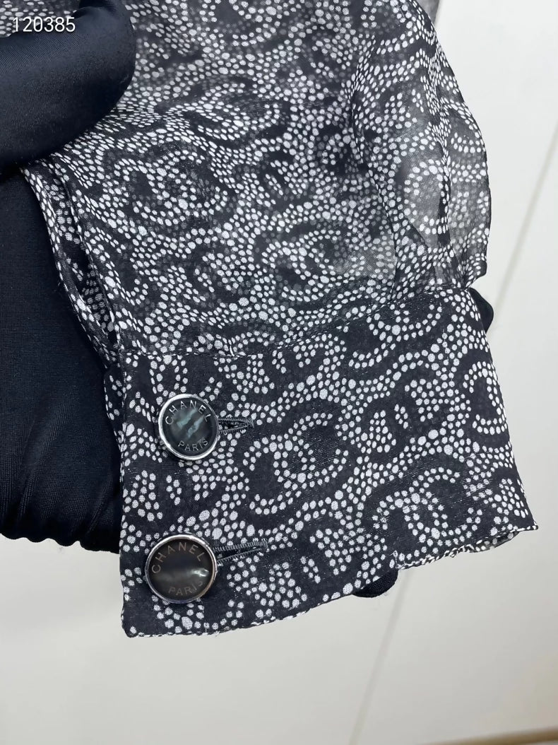 Chanel 23A double-C sheer silk shirt