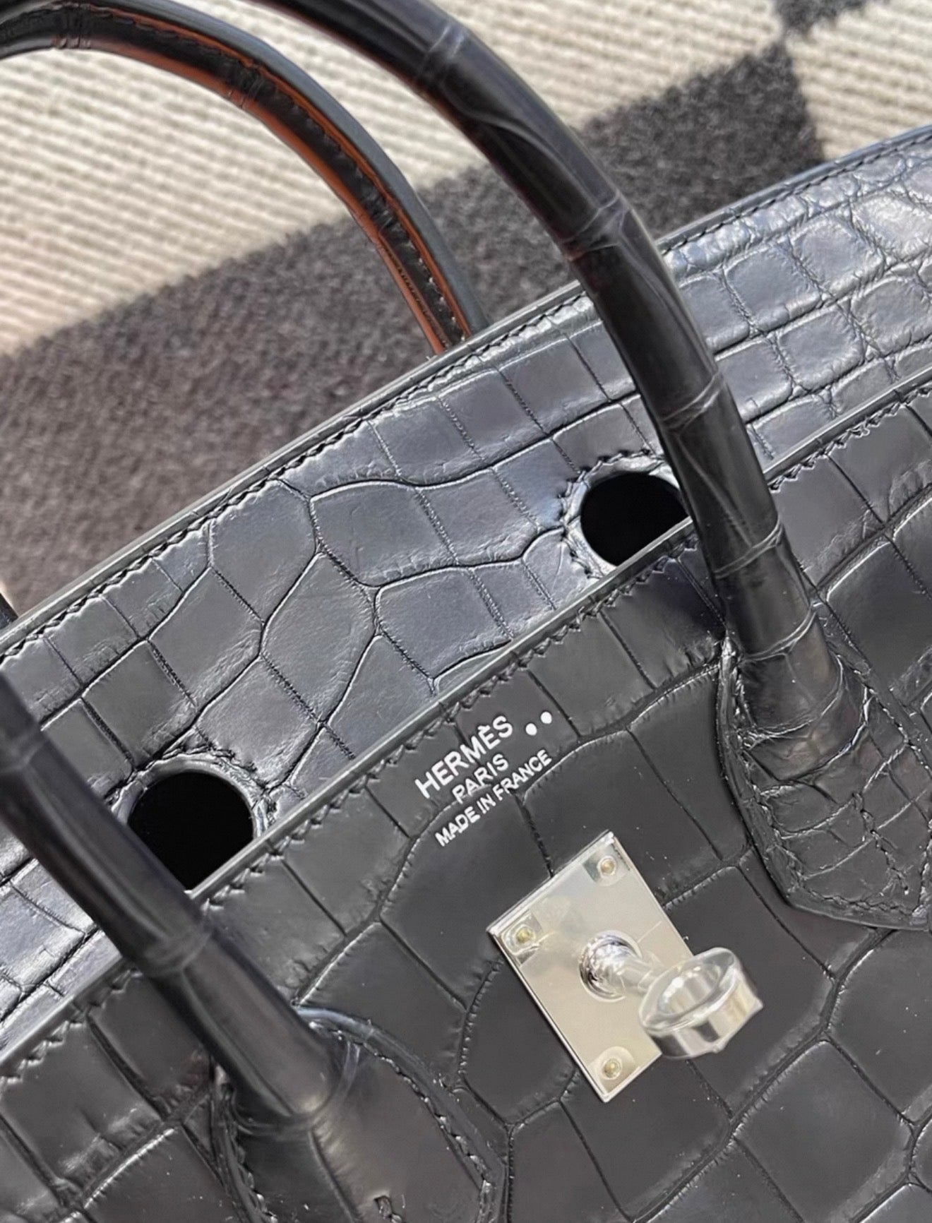 Hermes Birkin 25 Black Matte Crocodile Leather Palladium Hardware