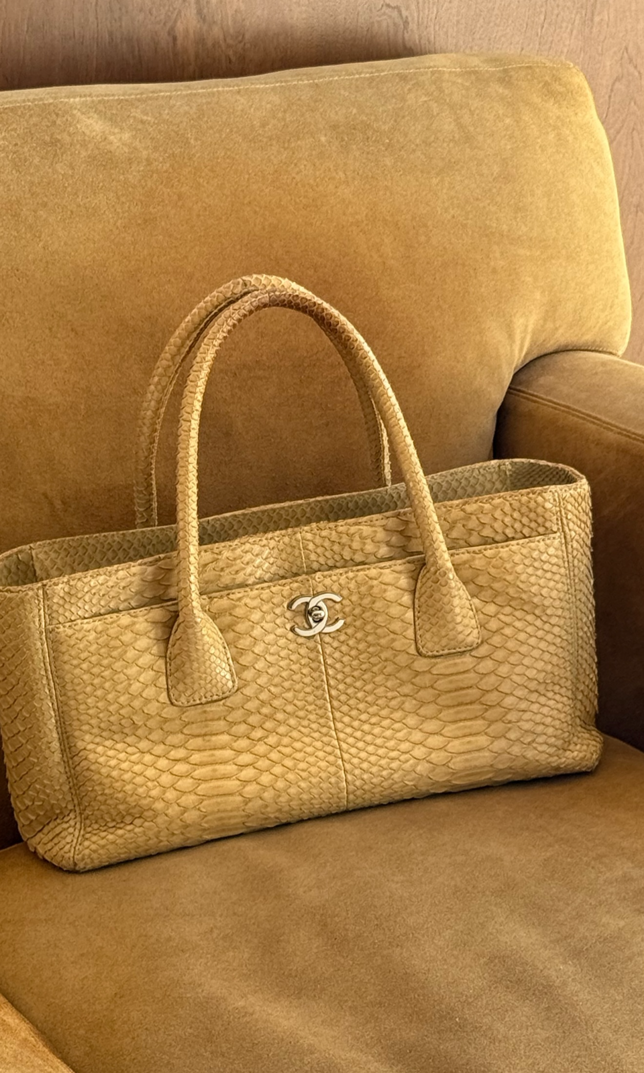 Rare Chanel Python skin leather tote