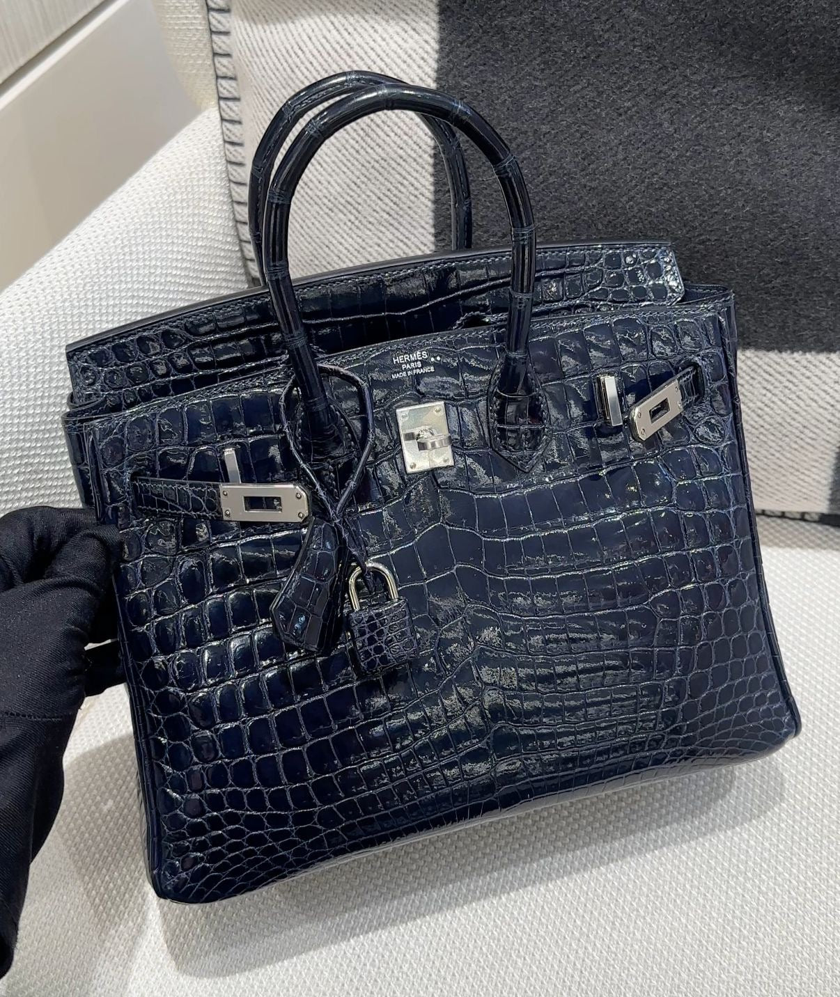 Hermès Birkin 25 blue sapphire shiny nilo palladium hardware