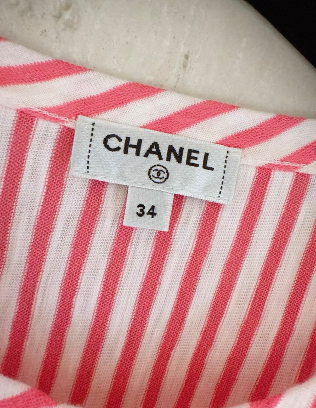 Chanel 19C Pink and White Striped Dress