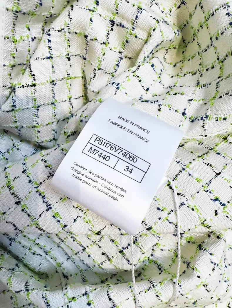 Chanel 26p check green tweed shirt jacket
