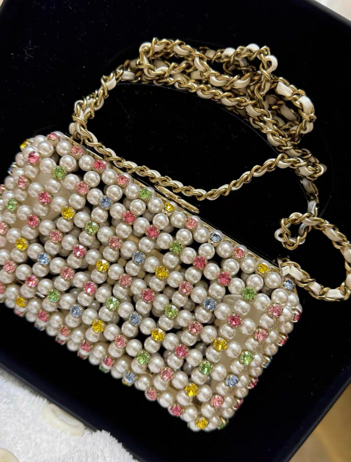 Rare chanel 23SS multicolor pearl box minaudiere – Wararni.com