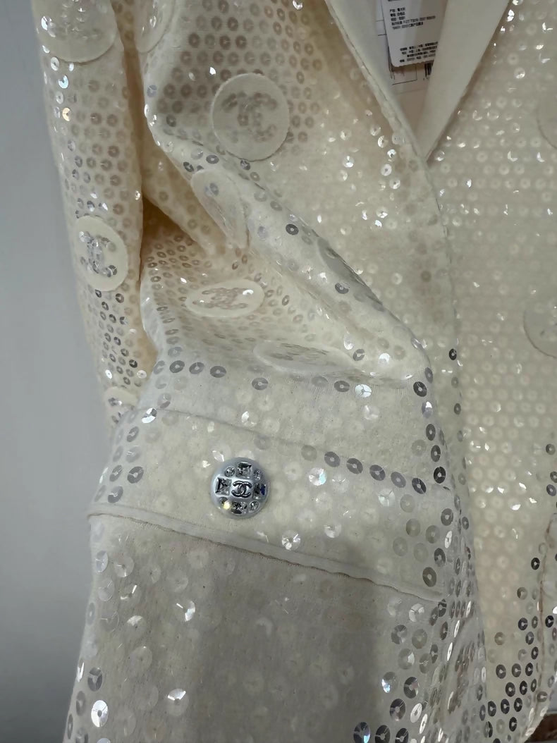 Chanel 23S double-C sequined suit jacket