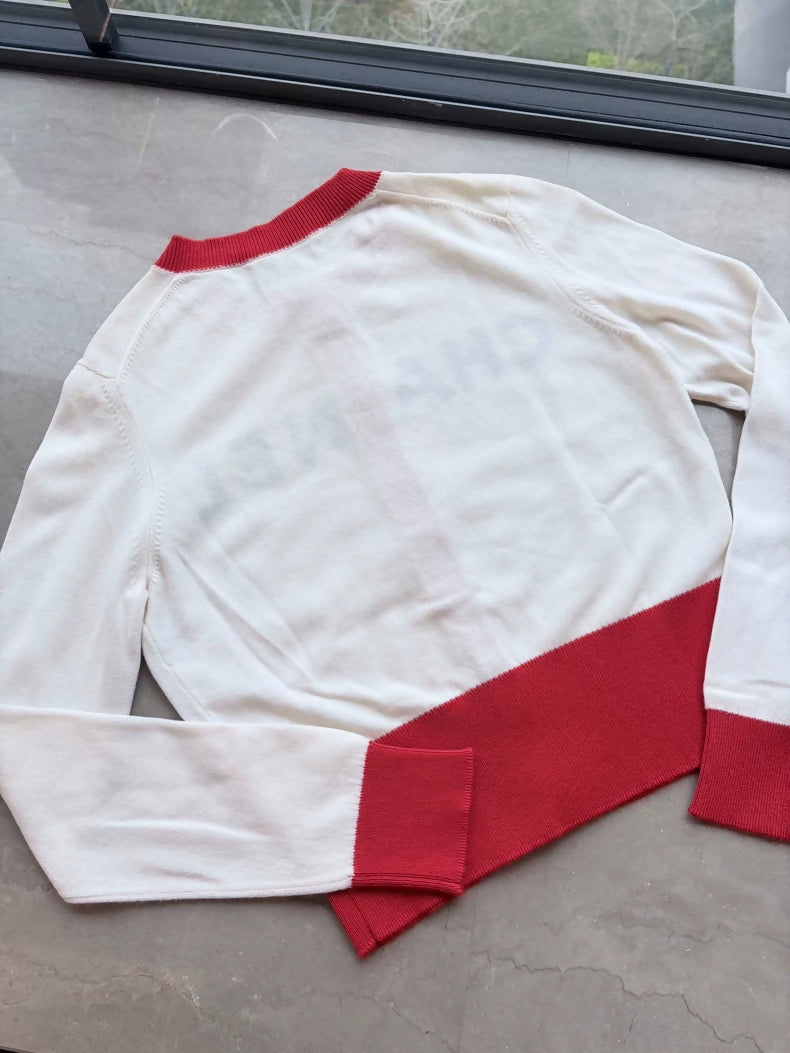 Chanel 19S white and red Cashmere Cardigan