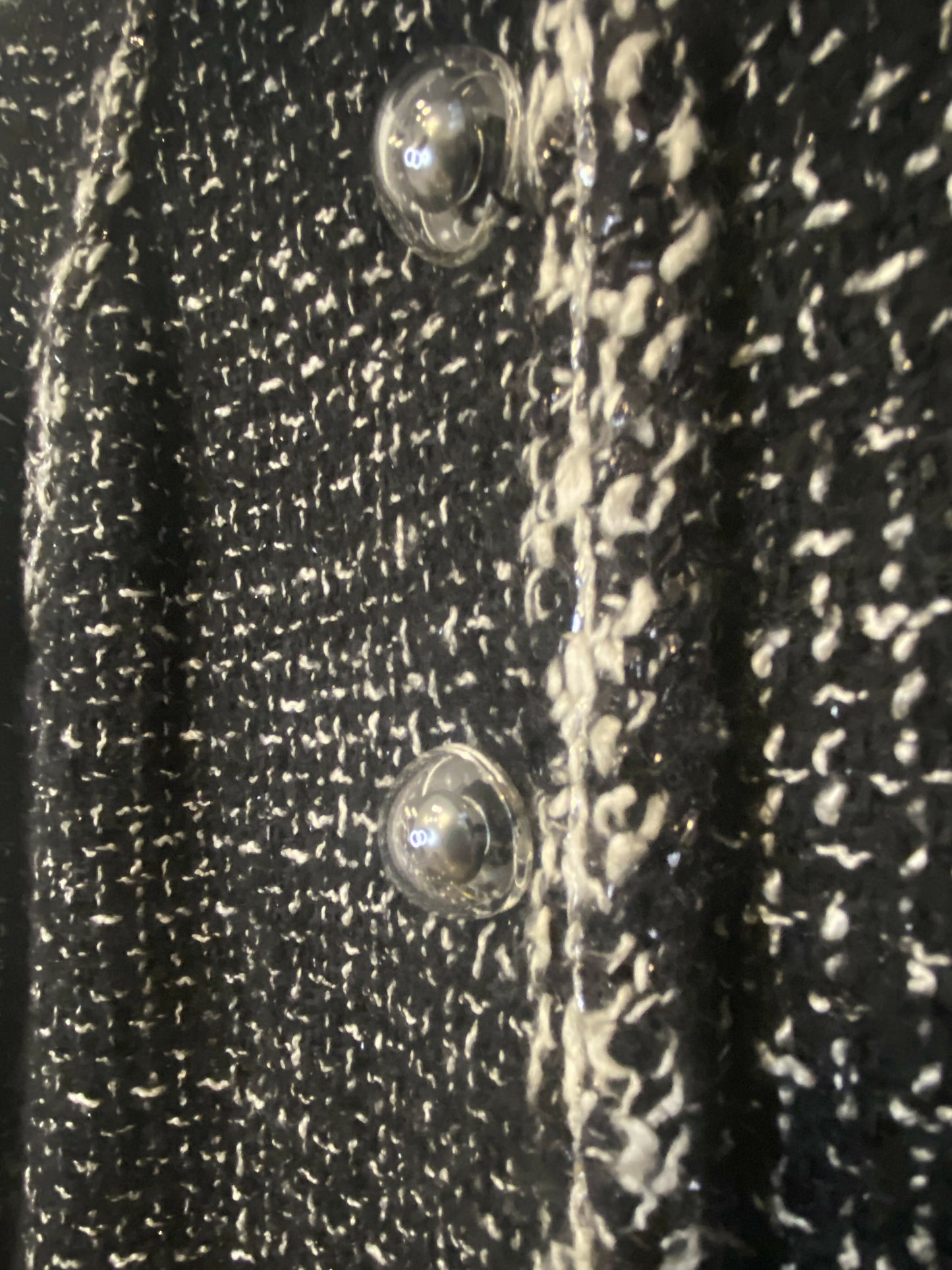 Chanel 17A Space Station Black White Ecru Metallic Fantasy Tweed Jacket FR 38