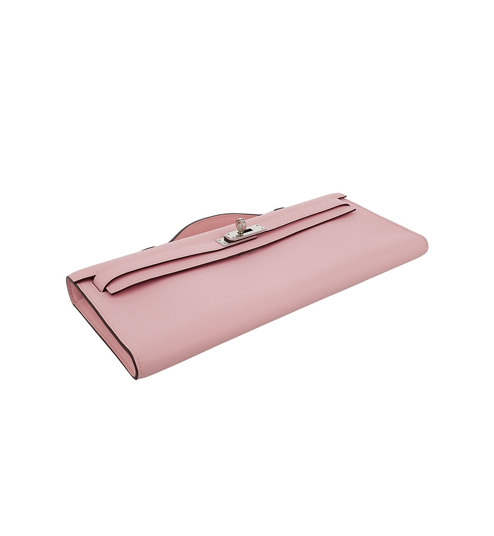 Hermès Kelly cut Pink Rose Sakura Swift Leather Palladium Hardware