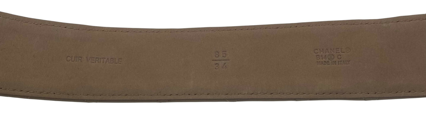 Chanel 14C Beige Lambskin Quilted Belt Gold CC Buckle Size 85/34