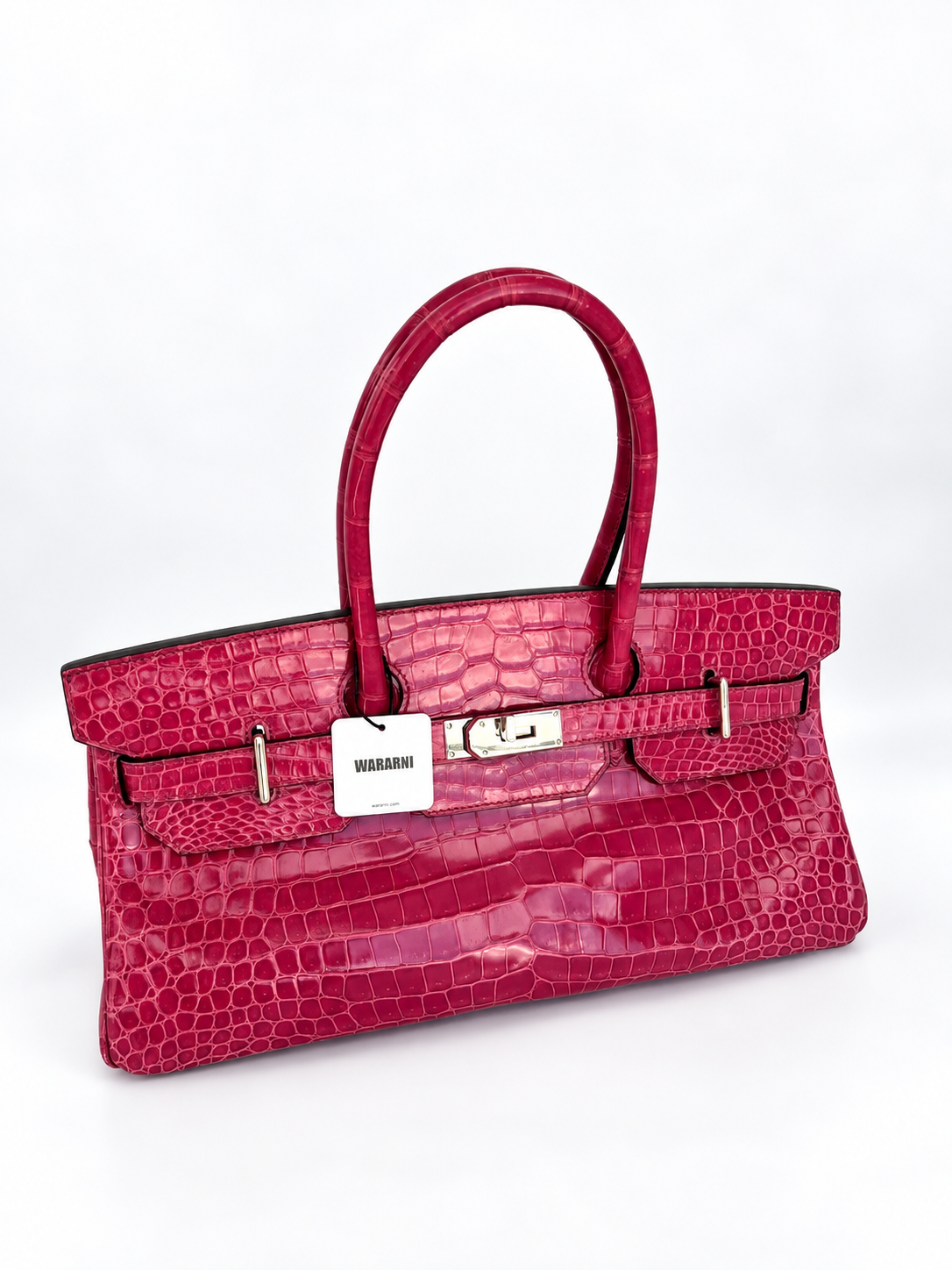 Hermès Birkin Shoulder JPG 42 Rose Scheherazade Shiny Porosus Crocodile Palladium Hardware – Ultra Rare Collector Piece