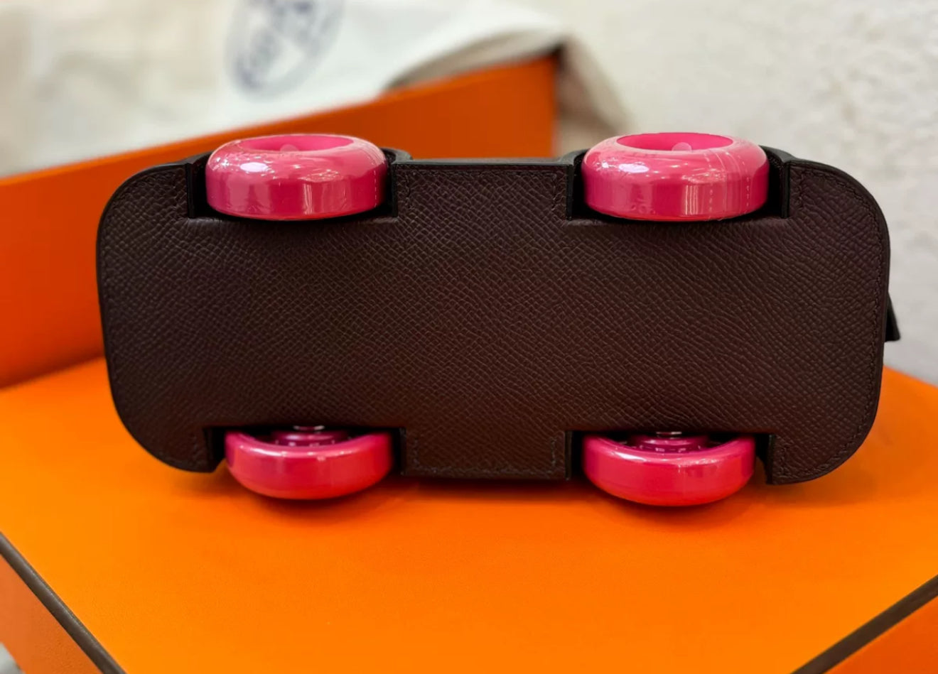 Hermès Limited Edition Bolide On Wheels 1923 Rouge Sellier / Rose Extreme Palladium Hardware