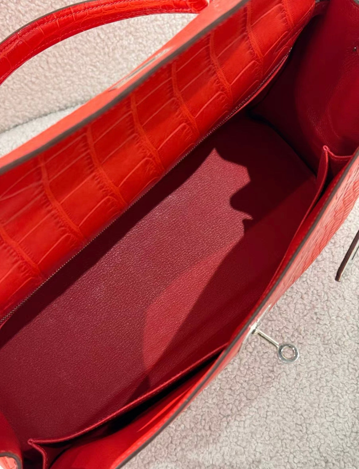 Hermès Kelly 35 Red Crocodile Palladium hardware