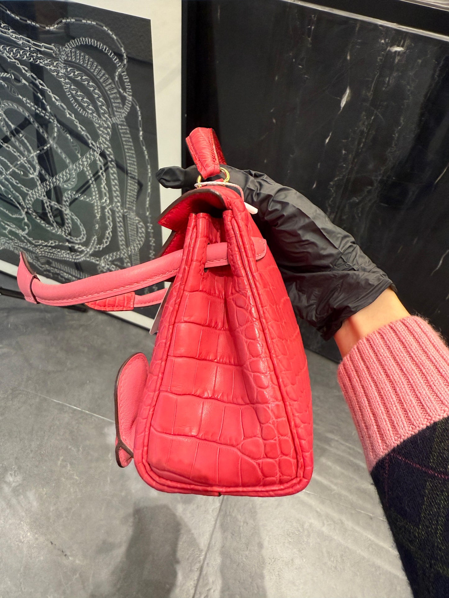 Hermès Kelly Doll Bougainvillier Azalée Matte Alligator Swift Gold Hardware
